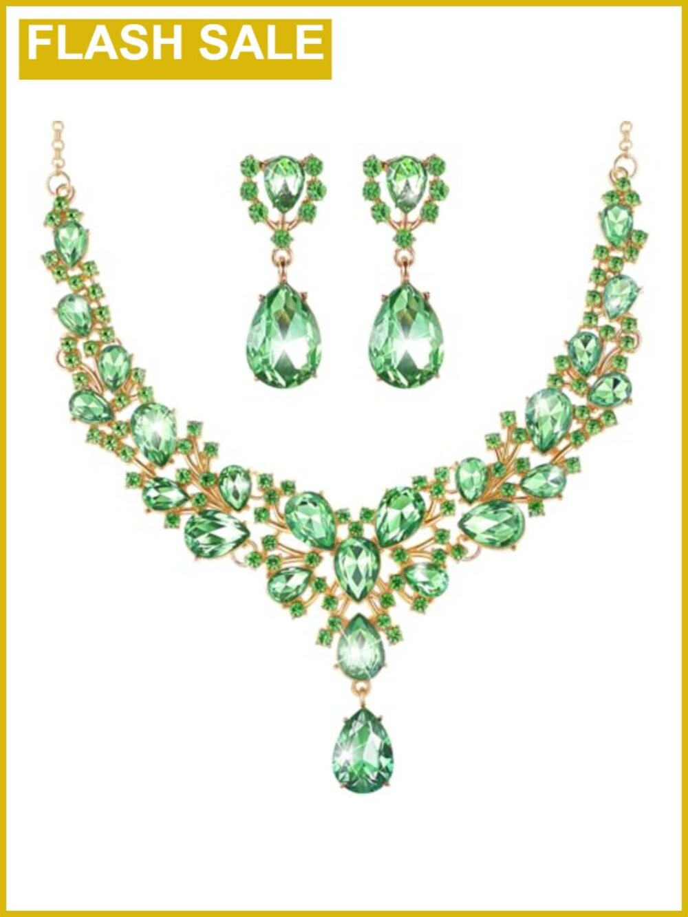 Teardrop Crystal Bridal Jewelry Set Necklace Earrings